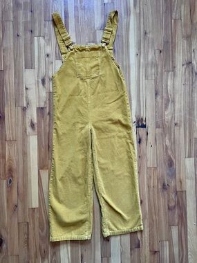 Corduroy Wide-Leg Mustard Yellow Overalls for Women